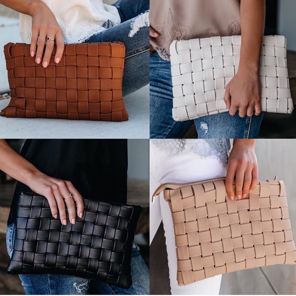 RESERVED • Faux Leather Woven Crossbody Clutch - Picture 6 of 7